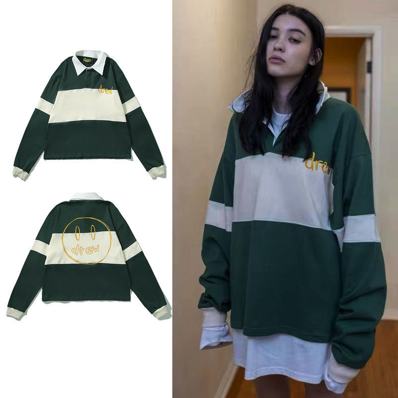 Drew Shirt Collar Long Sleeve T-shirt Olive Green