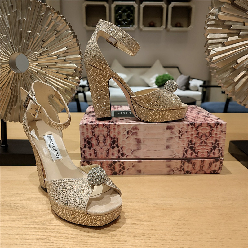 J1m*y Ch00 high heel D1am0nd chain sandals