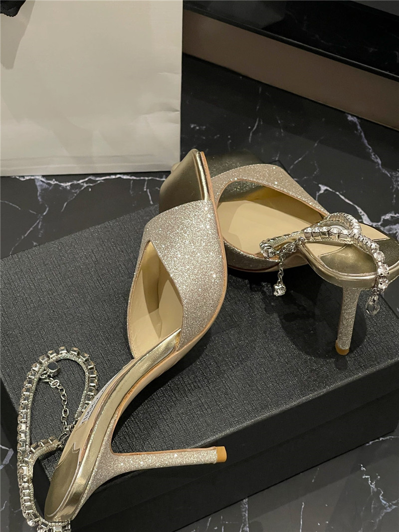 J1m*y Ch00 new ice fish mouth high-heeled sandals