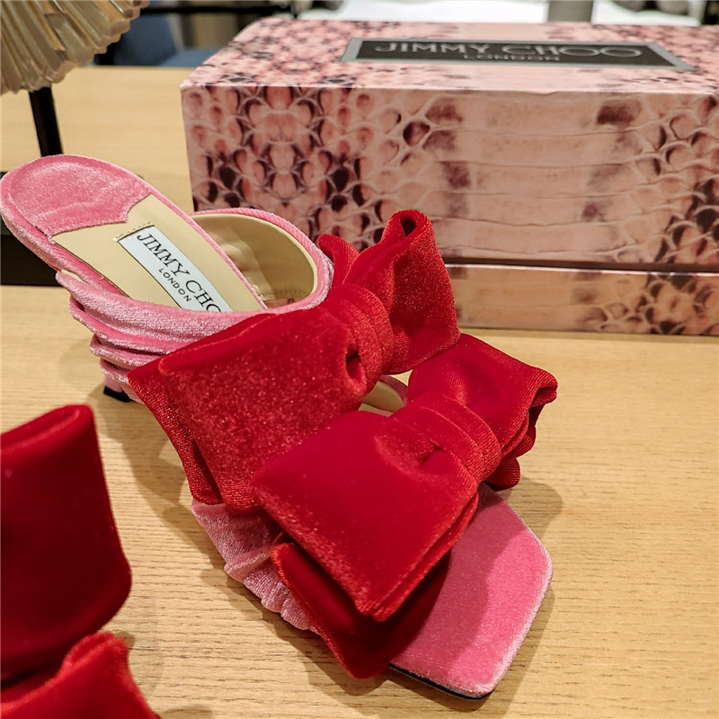 J1m*y Ch00 bow heels dupe bow crinkle sandals