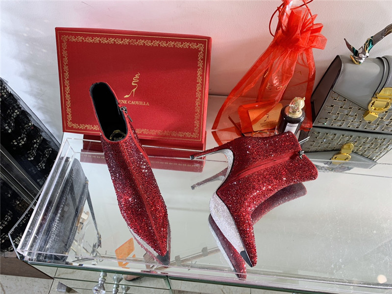 Rene Caovilla drilled pointed high heel booties