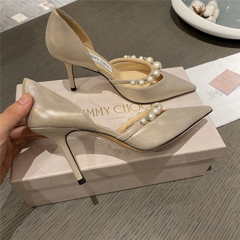 J1m*y Ch00 high heel pearl sandals