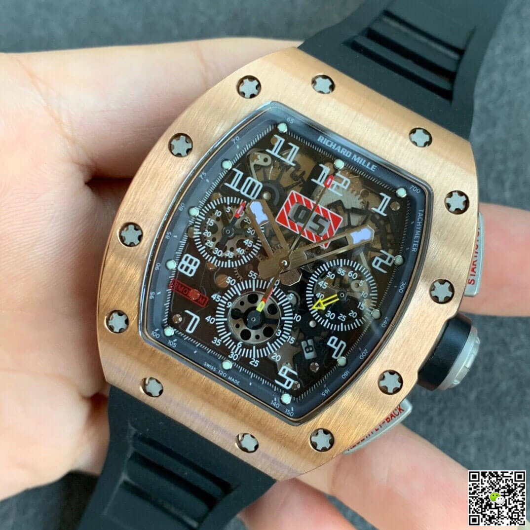 Replica Richard Mille RM11 1:1 Best Edition KV Factory Rose Gold Black Strap