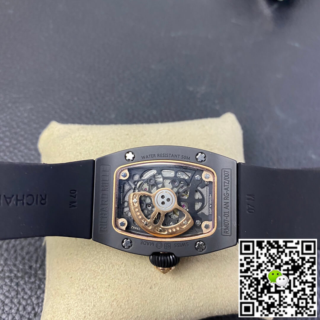 Richard Mille Replica RM 07-01 1:1 Best Edition RM Factory Black Rubber Strap