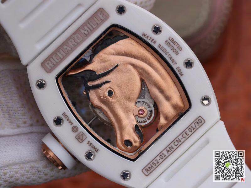 Replica Richard Mille Polo Club Saint Tropez RM52-02 KV Factory Mechanical Watches 1:1 Best Edition Swiss ETA8215 Gold Horse Dial