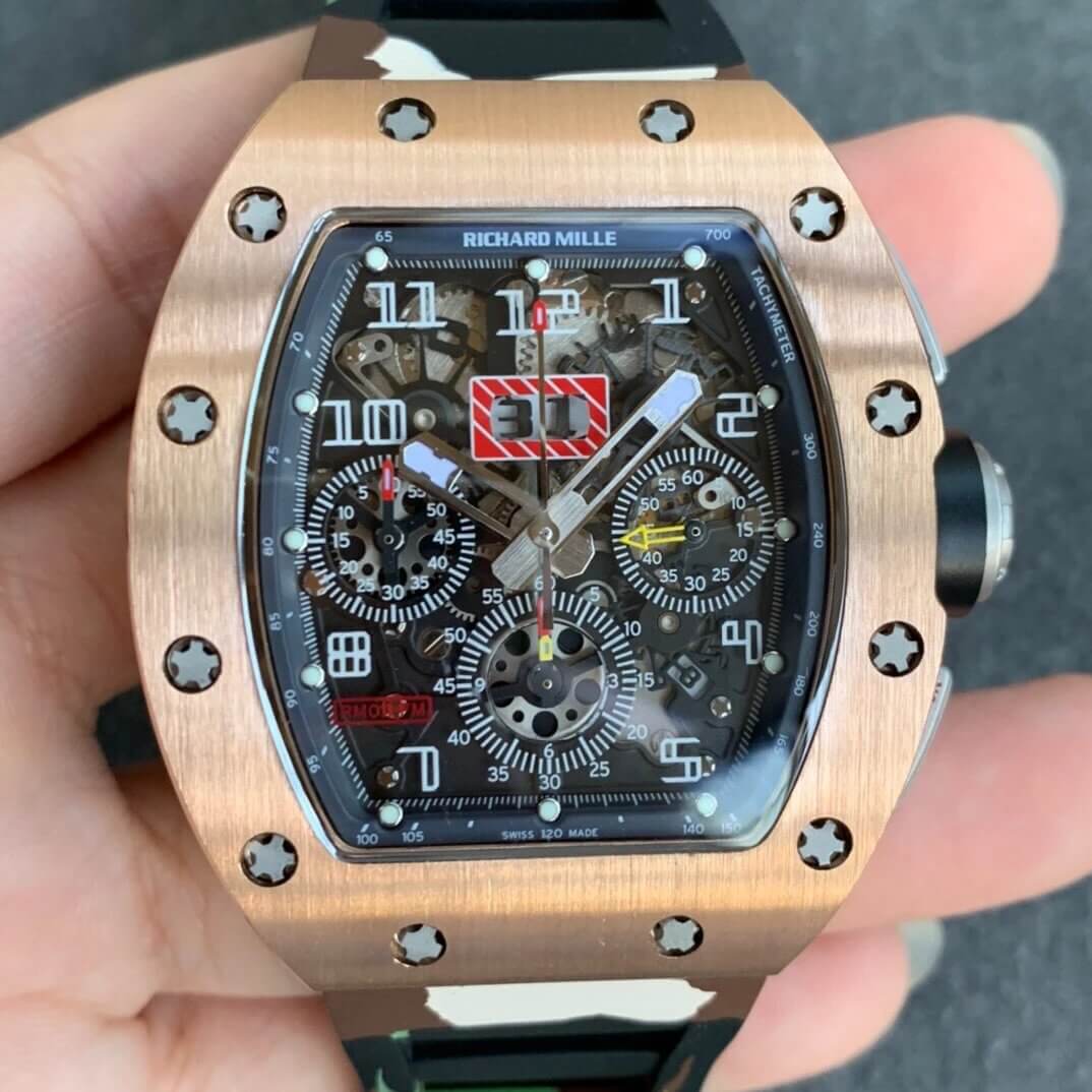 Replica Richard Mille RM11 1:1 Best Edition KV Factory Rose Gold Camouflage Strap