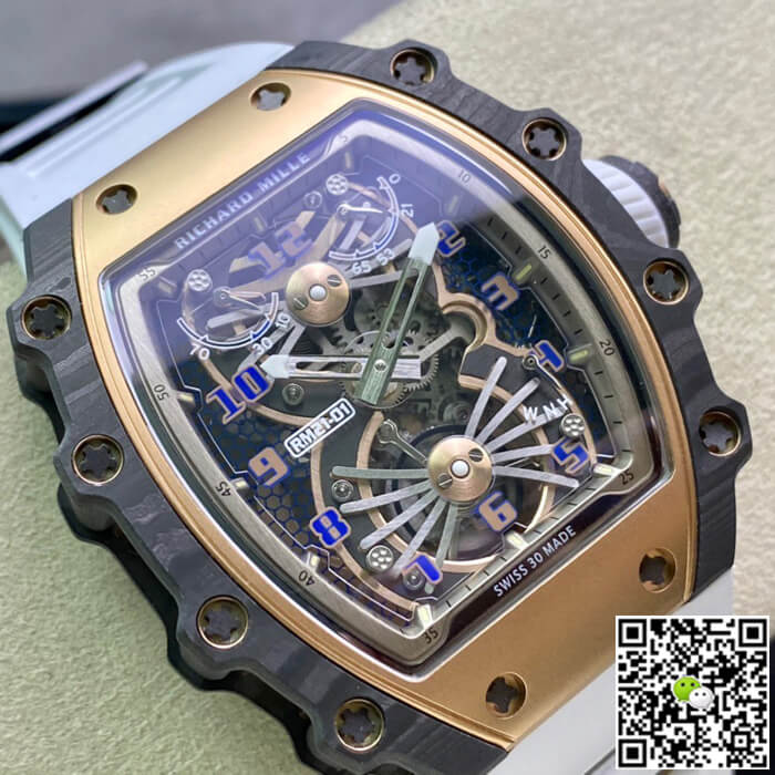 Replica Richard Mille RM21-01 1:1 Best Edition RM Factory Tourbillon Skeleton Dial White Strap