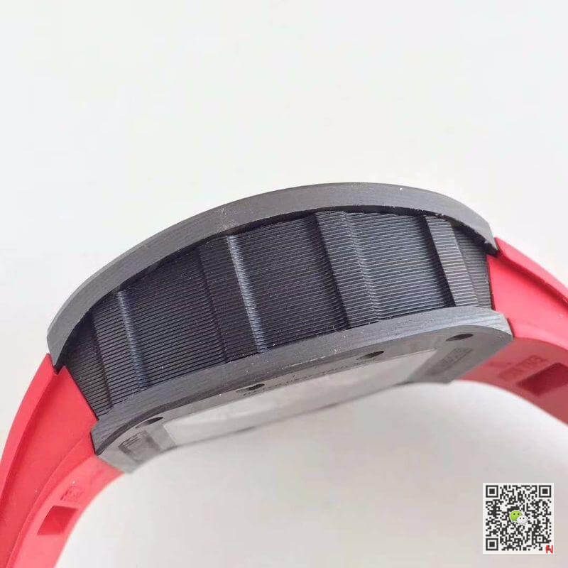 Replica Richard Mille RM011 Forged Carbon 1:1 Best Edition Swiss ETA7750 Red Rubber Strap