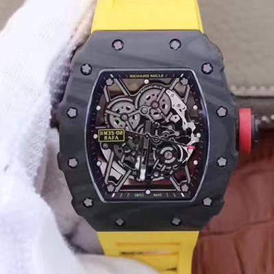 Replica Richard Mille RM35-02 KV Factory 1:1 Best Edition Swiss ETA8215 Yellow Rubber Strap