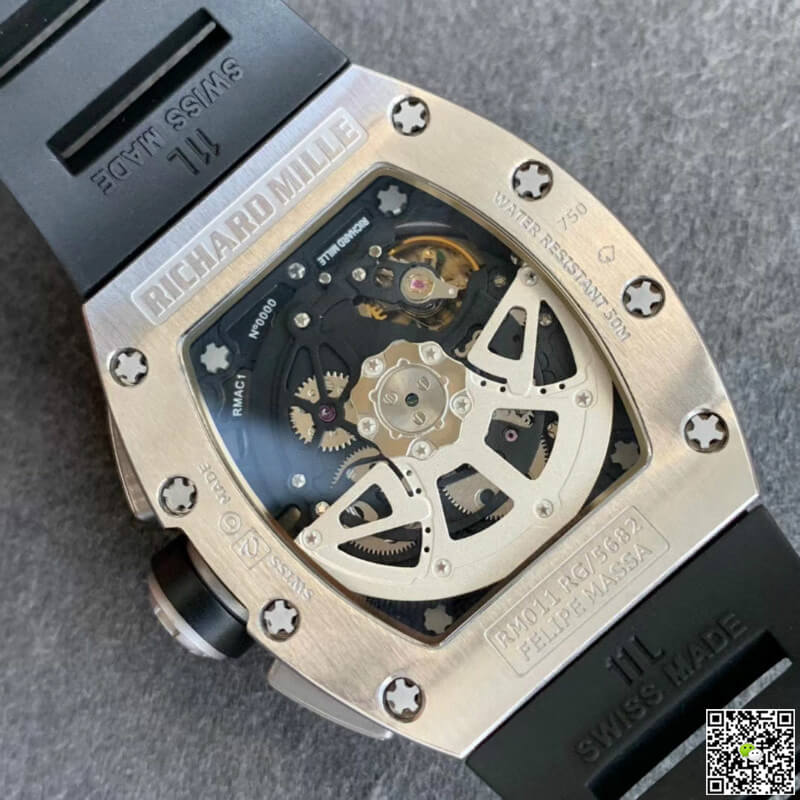 Replica Richard Mille RM011 1:1 Best Edition KV Factory Black Rubber Strap