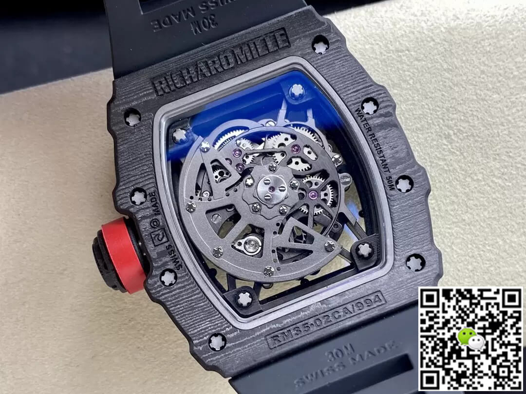 Richard Mille Replica RM35-02 1:1 Best Edition T+ Factory NTPT Carbon Fiber Black Strap