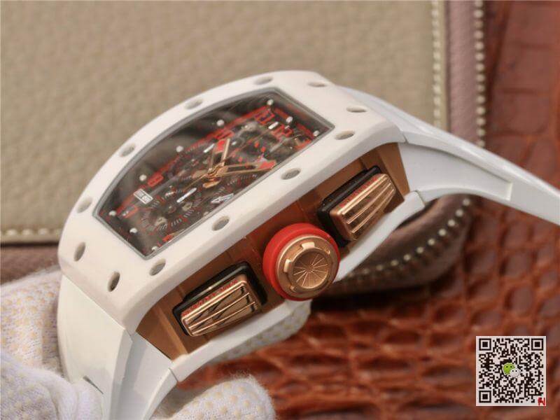 Replica Richard Mille RM011 KV Factory 1:1 Best Edition Swiss ETA7750 Crystal Dial With Red Paint On Marker