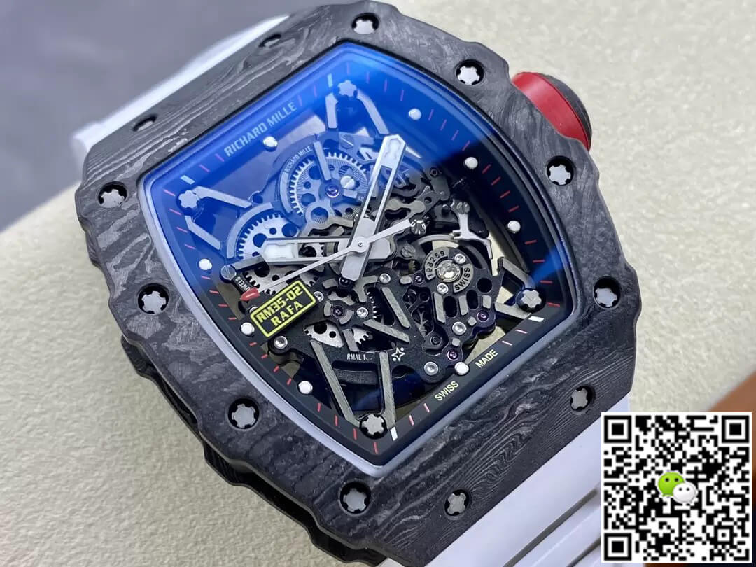 Richard Mille Replica RM35-02 1:1 Best Edition T+ Factory Carbon Fiber White Strap