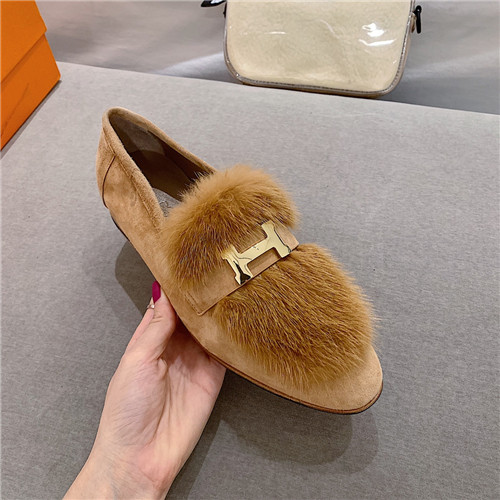 H**me5 sheepskin mink loafers