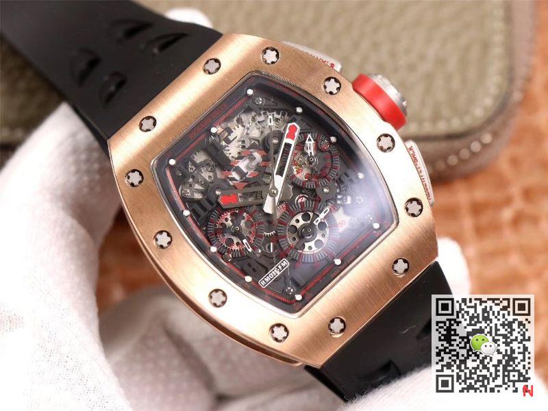Replica Richard Miller RM011-03 flyback Chronograph 1:1 Best Edition KV factory rose gold case Swiss RMAC3