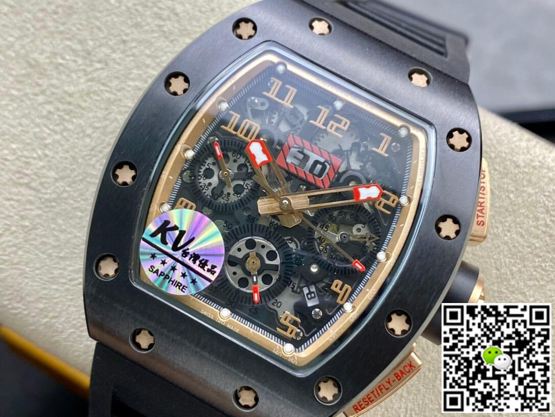 Replica Richard Mille RM011 1:1 Best Edition KV Factory Ceramic Skeleton Dial