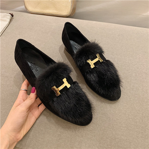H**me5 sheepskin mink loafers