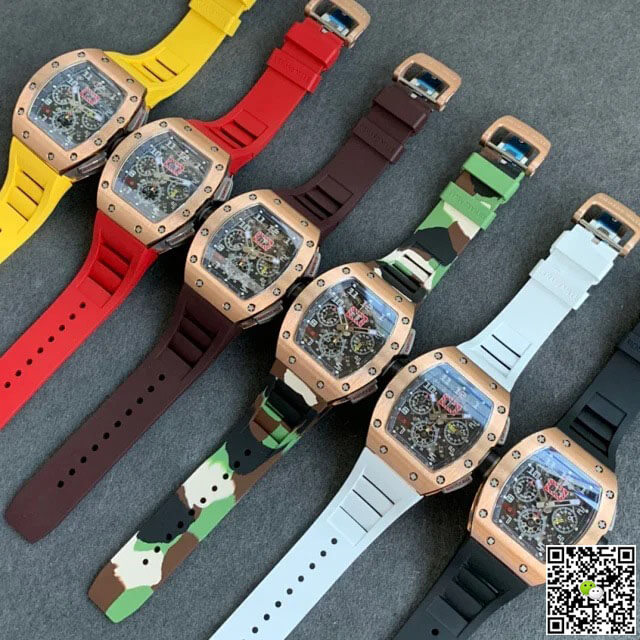 Replica Richard Mille RM011 1:1 Best Edition KV Factory Rose Gold Red Strap