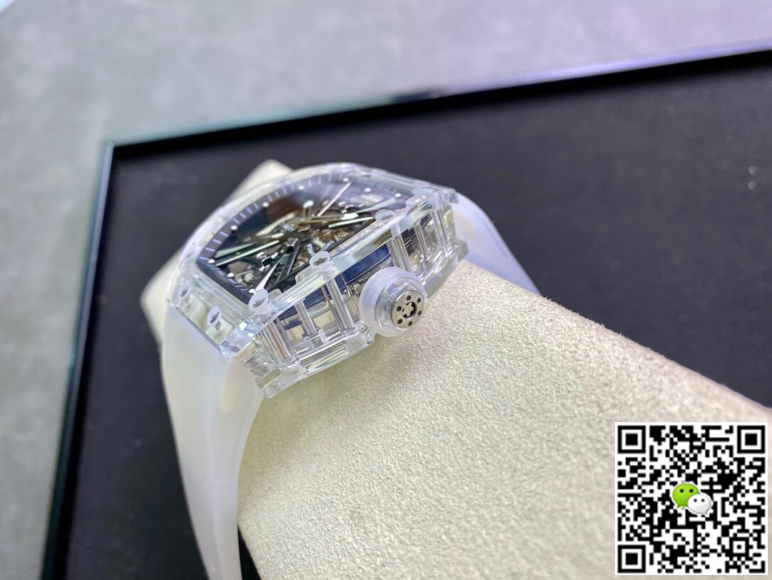 Replica Richard Mille RM12-01 1:1 Best Edition RM Factory Tourbillon Transparent Version White Strap
