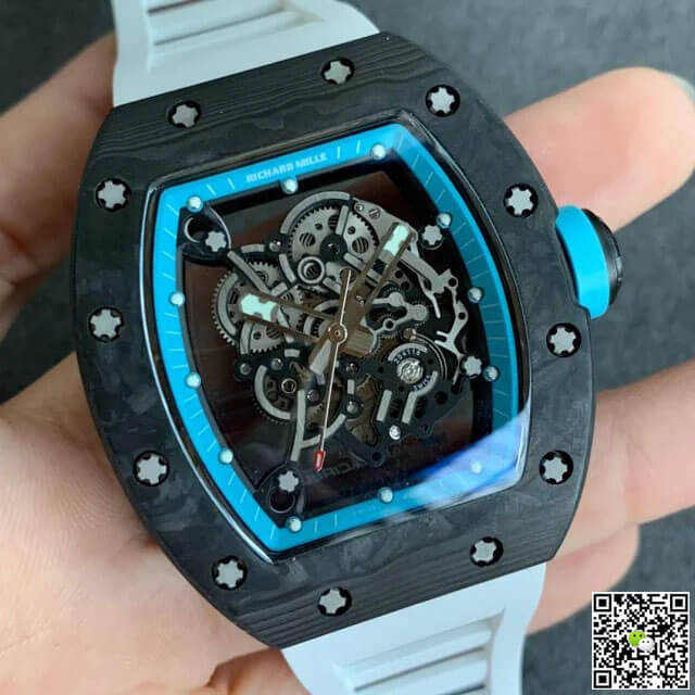 Replica Richard Mille RM055 1:1 Best Edition KV Factory V2 Carbon Fiber Rubber Strap