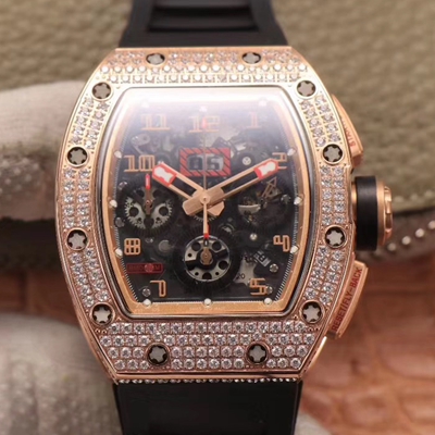 Replica Richard Mille RM011 RG/5423 1:1 Best Edition KV Factory Rose Gold D1am0nd Swiss Movement