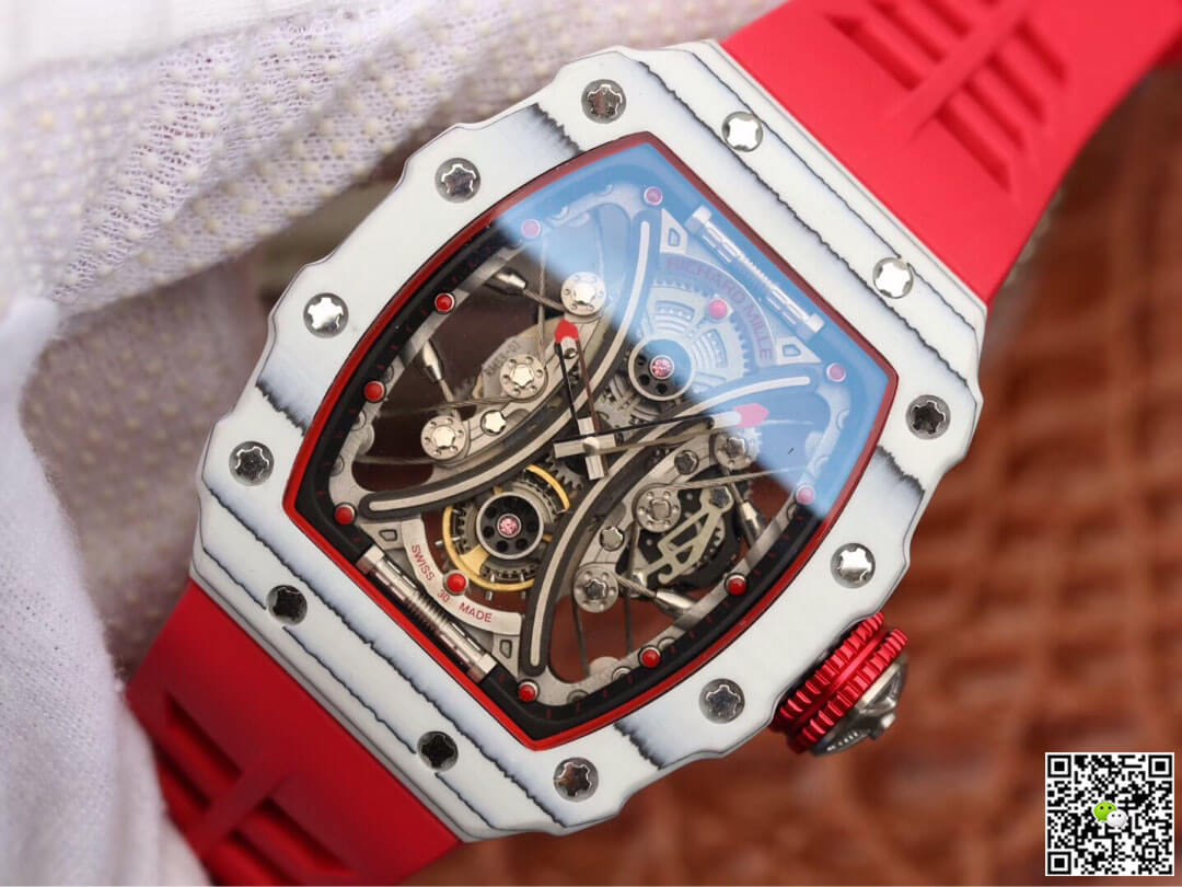 Replica Richard Mille RM53-01 1:1 Best Edition KV Factory TPT Carbon Fiber Red Strap