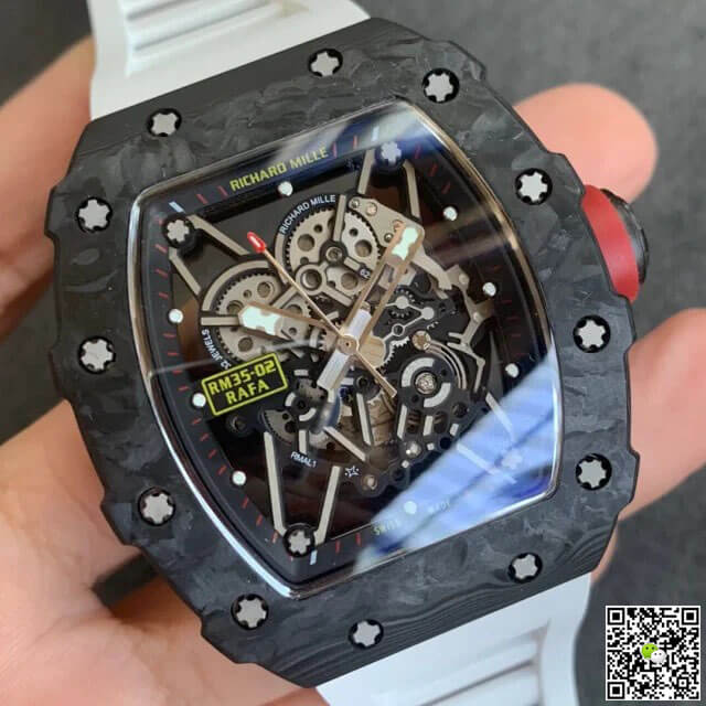 Replica Richard Mille RM35-02 1:1 Best Edition KV Factory V3 Carbon Fiber White Strap