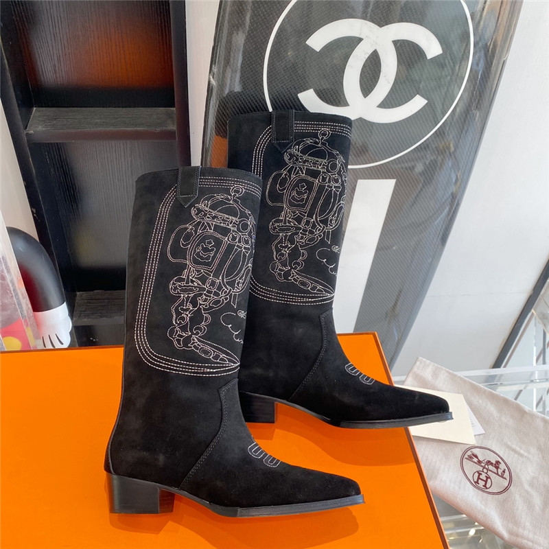 H**me5 embroidered long boots