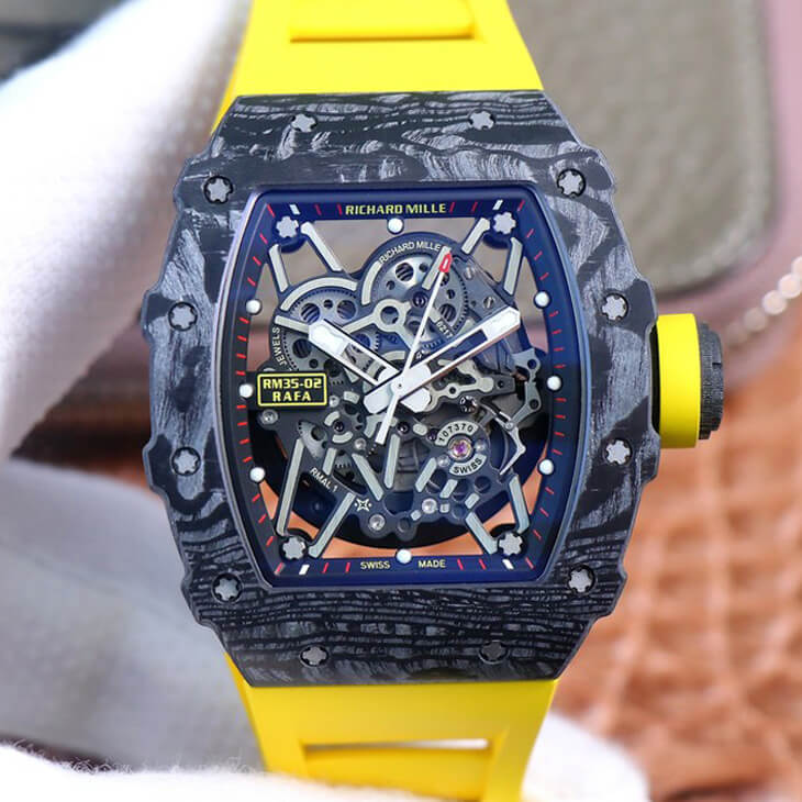 Replica Richard Mille RM35-02 1:1 Best Edition ZF Factory Yellow Rubber Strap