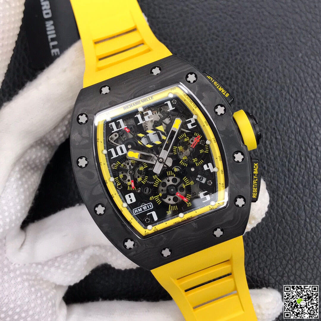Replica Richard Mille RM-011 1:1 Best Edition KV Factory Yellow Strap