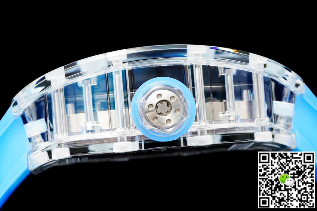 Replica Richard Mille RM12-01 1:1 Best Edition RM Factory Tourbillon Transparent Version Blue Strap