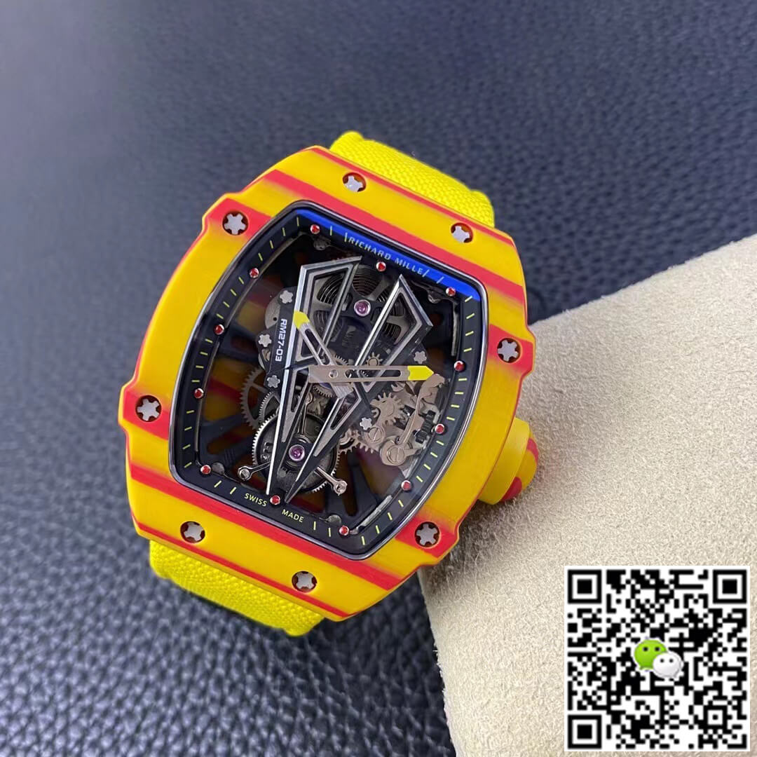 Replica Richard Mille RM27-03 Rafael Nadal Tourbillon 1:1 Best Edition RM Factory Yellow Strap