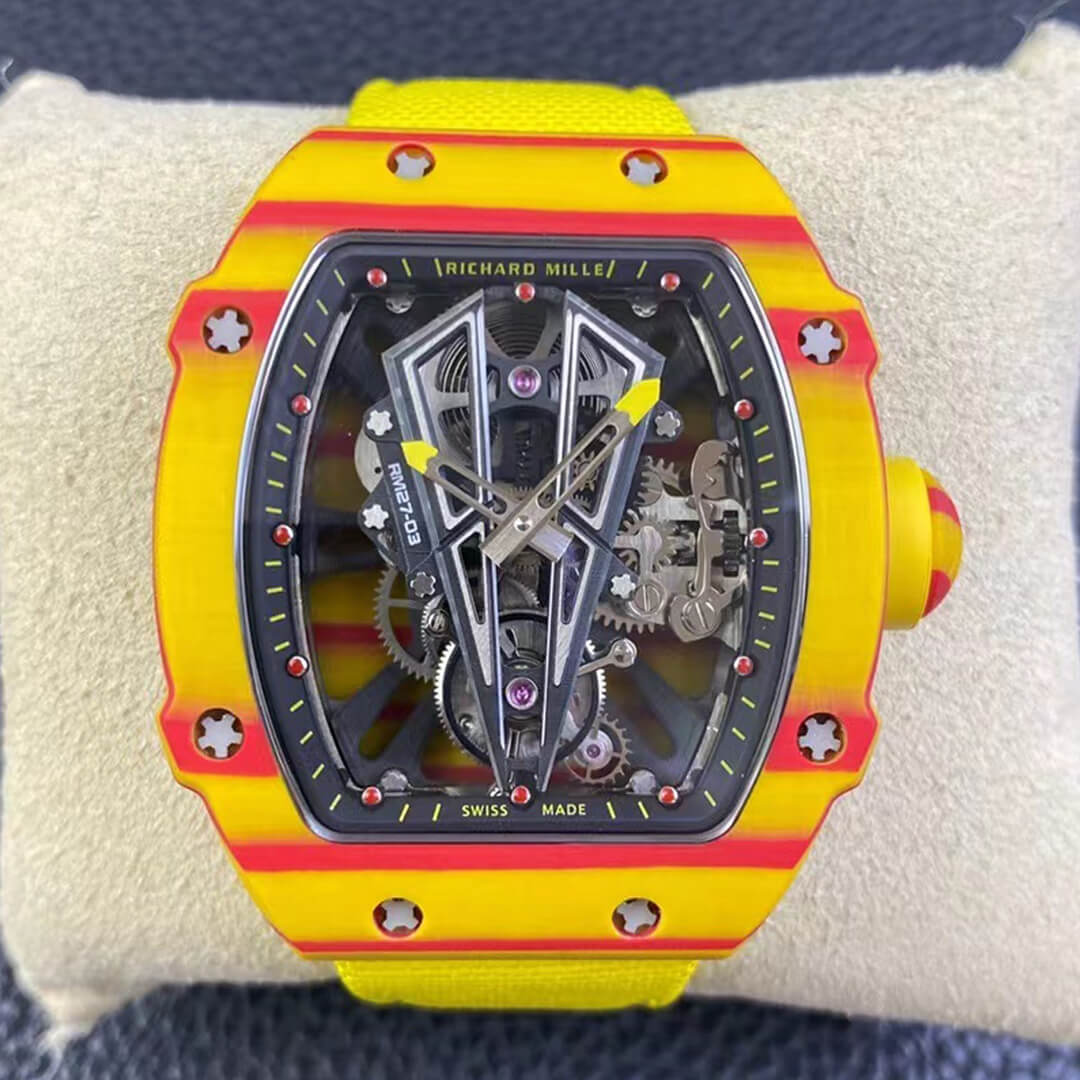 Replica Richard Mille RM27-03 Rafael Nadal Tourbillon 1:1 Best Edition RM Factory Yellow Strap