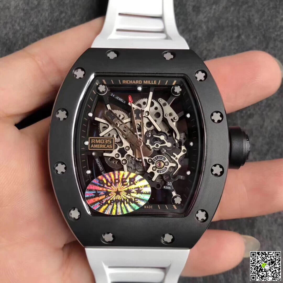 Replica Richard Mille RM035 Americas KV Factory 1:1 Best Edition White Strap