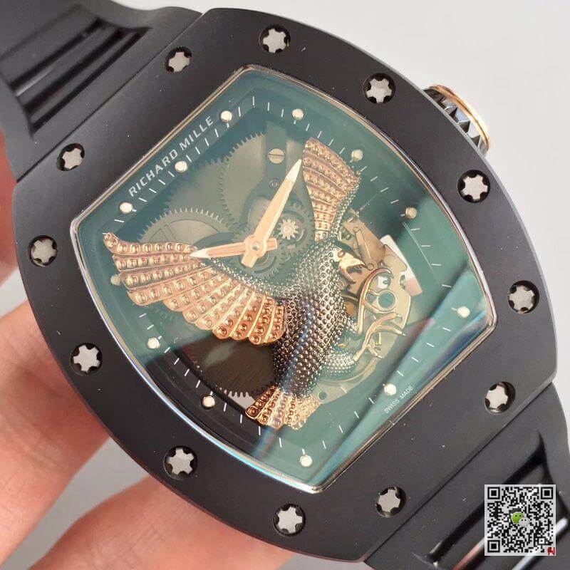 Replica Richard Mille RM023 Men Watches 1:1 Best Edition Swiss ETA8215 Rose Gold Eagle Skeleton Dial