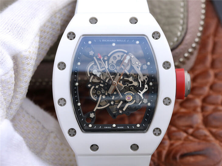 Replica Richard Mille RM055 1:1 Best Edition KV Factory Ceramic White Rubber Strap