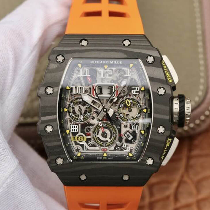 Replica Richard Mille RM11-03 1:1 Best Edition KV Factory Carbon Fiber Orange Strap