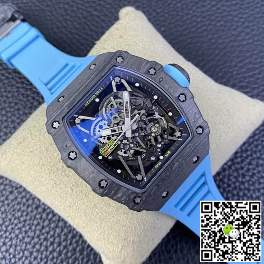 Richard Mille Replica RM35-02 1:1 Best Edition T+ Factory NTPT Carbon Fiber Blue Rubber Strap