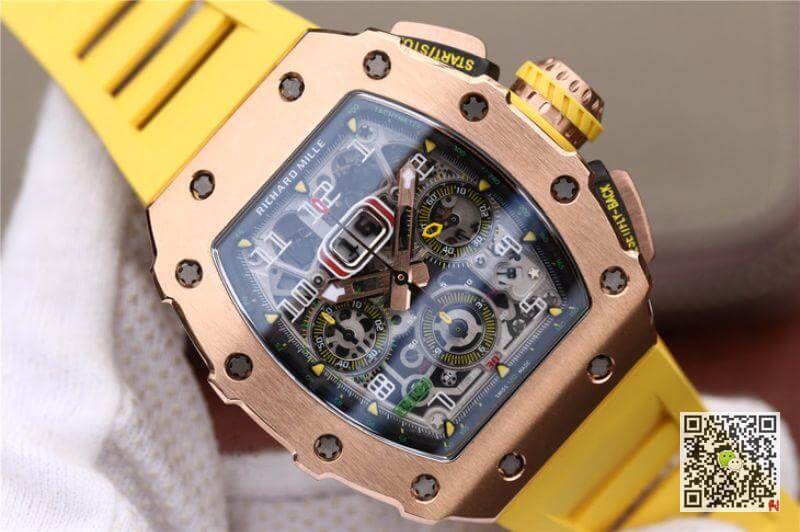 Replica Richard Mille RM11-03 KV Factory 1:1 Best Edition Swiss ETA7750 Yellow Strap