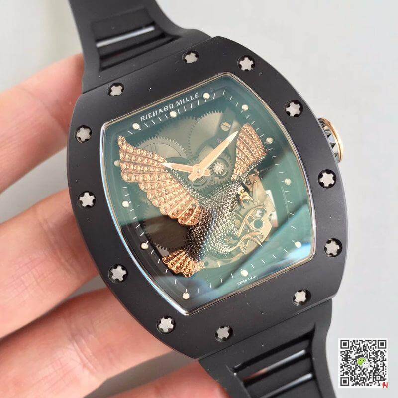 Replica Richard Mille RM023 Men Watches 1:1 Best Edition Swiss ETA8215 Rose Gold Eagle Skeleton Dial