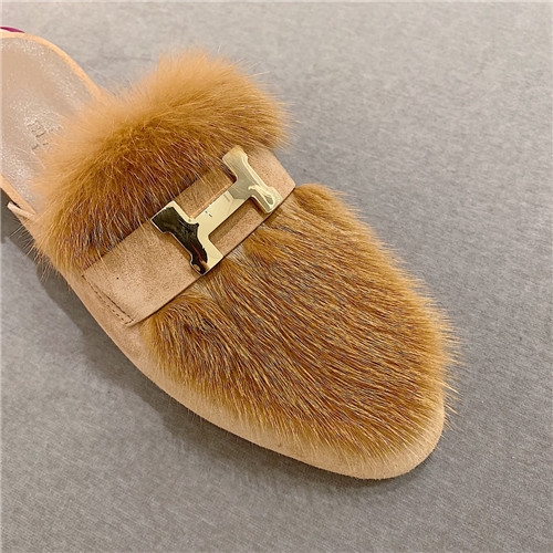 H**me5 sheepskin mink loafers