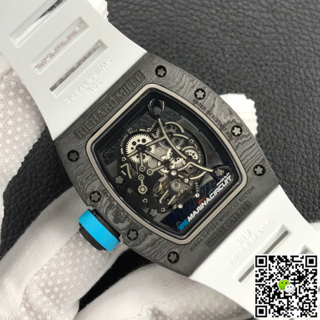 Replica Richard Mille RM055 1:1 Best Edition ZF Factory Carbon Fiber Skeleton Dial