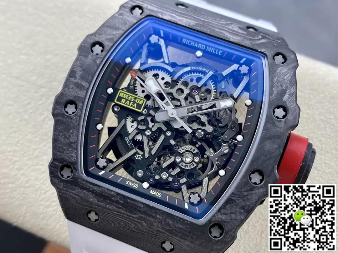 Richard Mille Replica RM35-02 1:1 Best Edition T+ Factory Carbon Fiber White Strap