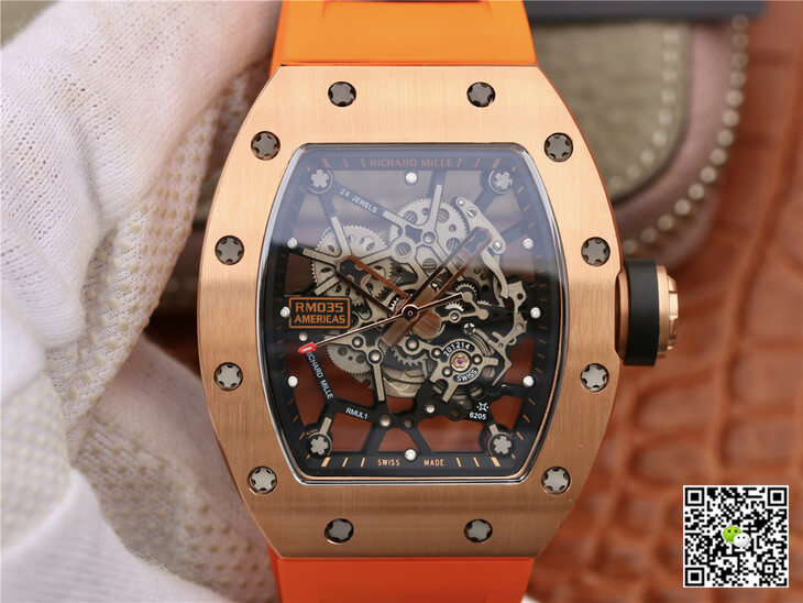 Replica Richard Mille RM035 Americas KV Factory 1:1 Best Edition Orange Strap