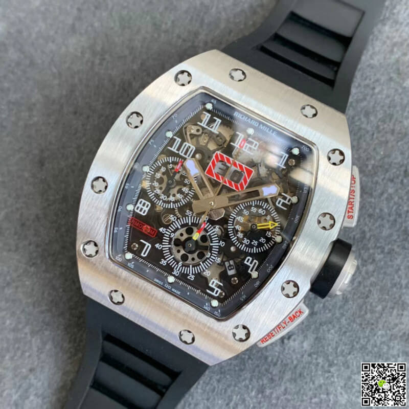 Replica Richard Mille RM011 1:1 Best Edition KV Factory Black Rubber Strap