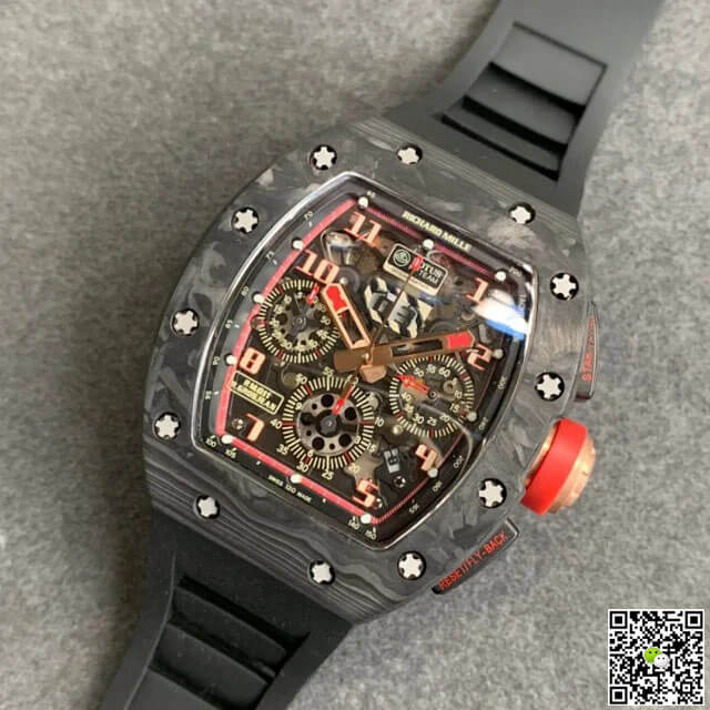 Replica Richard Mille RM-011 1:1 Best Edition KV Factory V2 Forged Carbon Black Strap