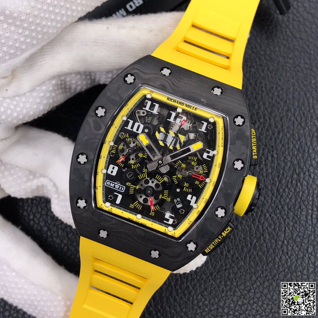 Replica Richard Mille RM-011 1:1 Best Edition KV Factory Yellow Strap