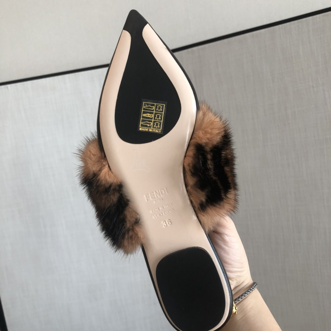 F**di ff mules sandals mink hair