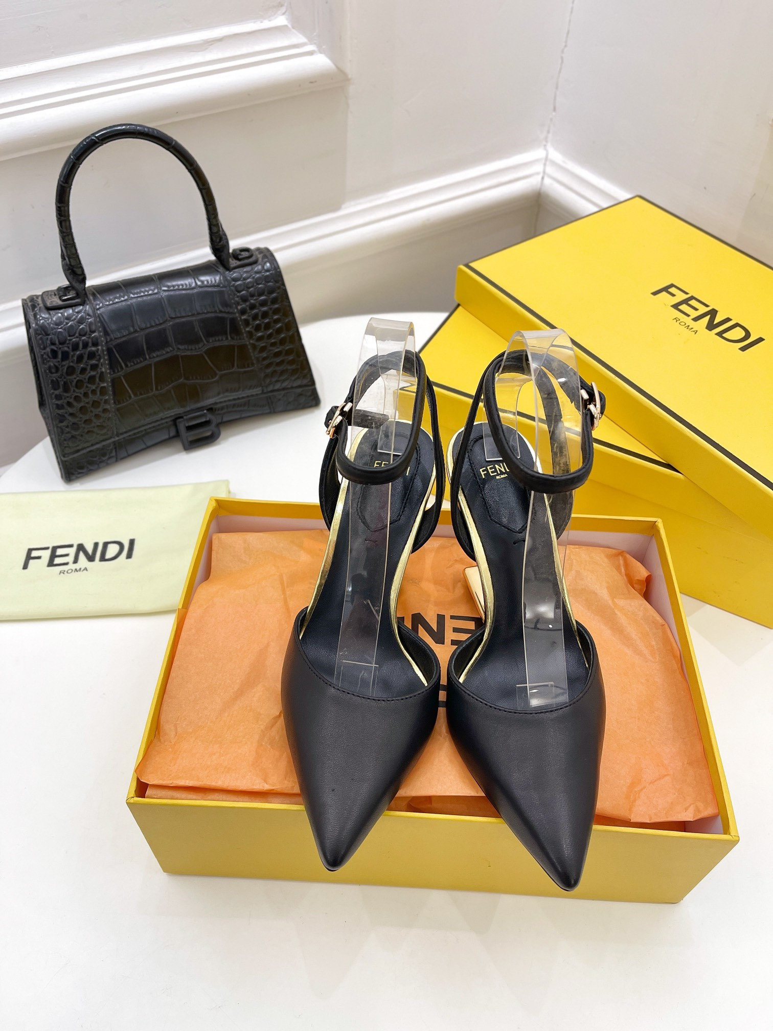 F**di first leather high-heel sandals