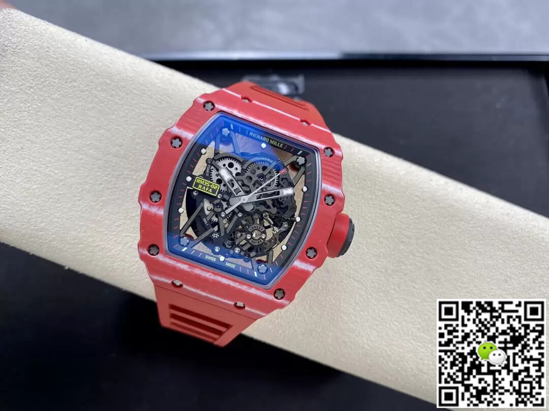 Richard Mille Replica RM35-02 1:1 Best Edition T+ Factory Carbon Fiber Red Rubber Strap